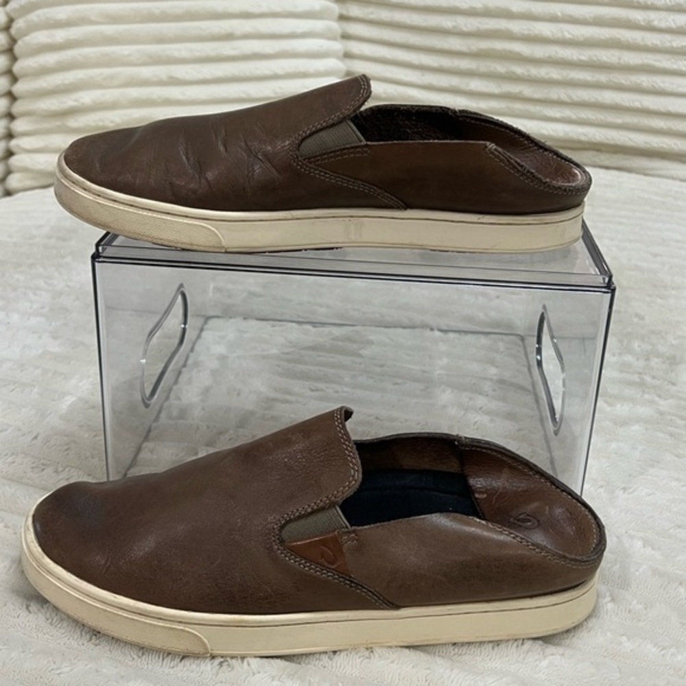 OLUKAI Women’s Pehuea Leather Slip-On Casual Shoes/Sneakers Size Women’s 9